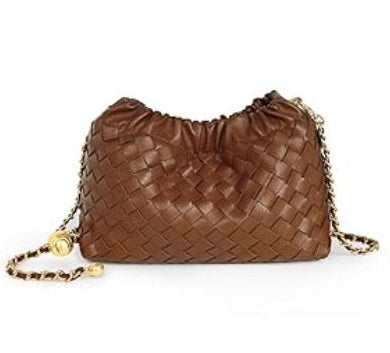 geweven rieten draagtas met dubbele leren handvatten – LÉONIE 