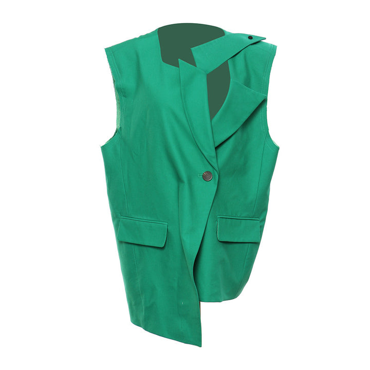 asymmetric sleeveless tailored blazer – EMERALD