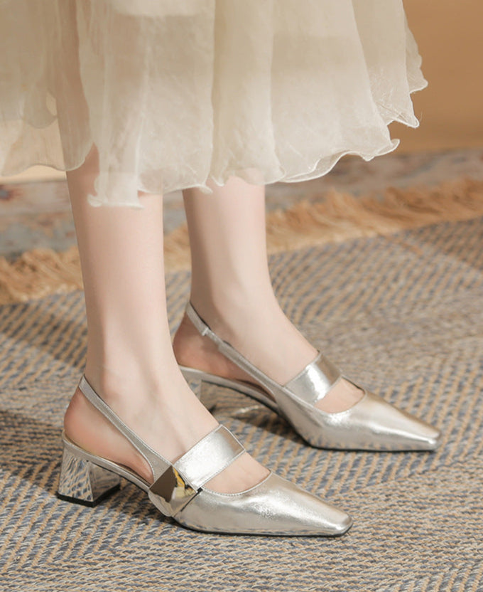 slingback block heels with metallic accent – DARIACTI