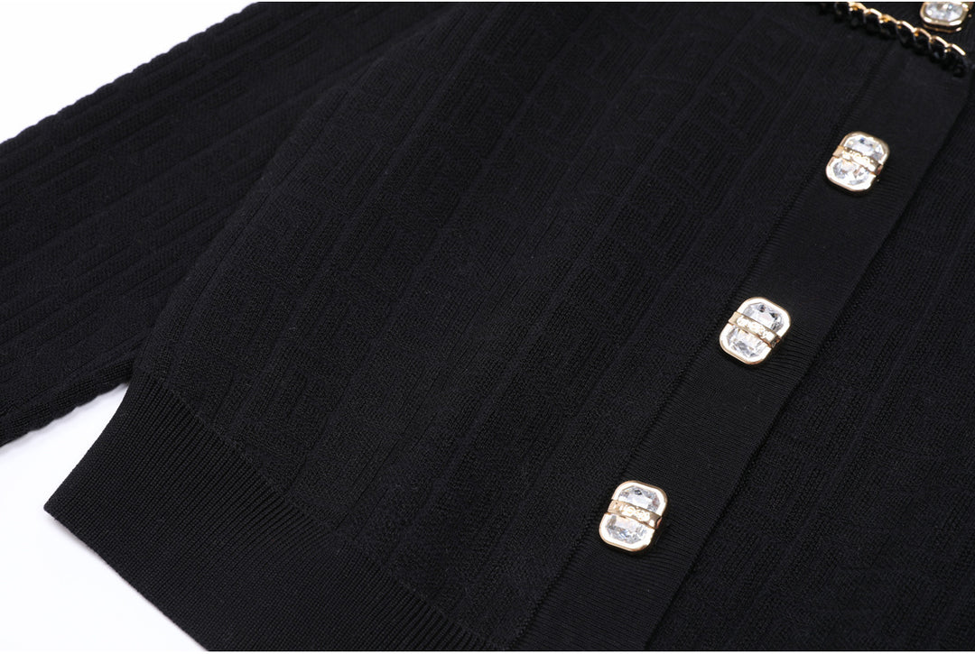 knitted two-piece dress set with logo pattern – CAMILA