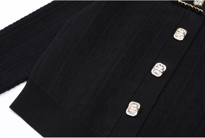 knitted two-piece dress set with logo pattern – CAMILA