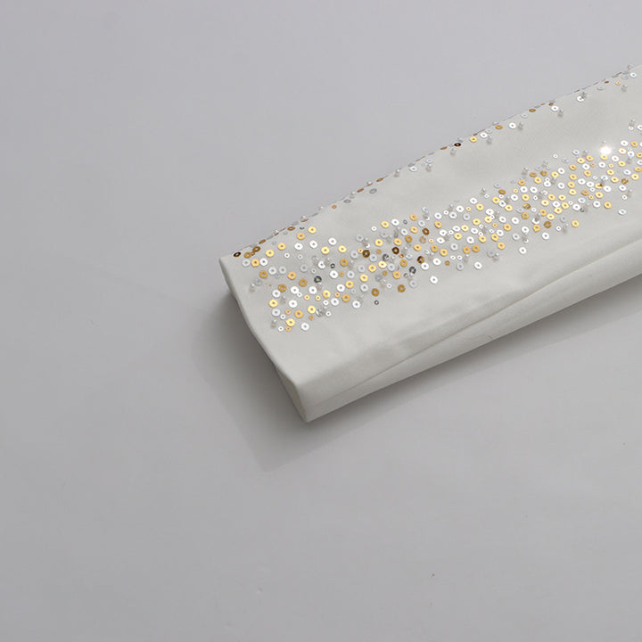 طقم مكون من بلوزة قصيرة مزينة بياقة عالية وتنورة بتصميم حورية البحر - أولوندا