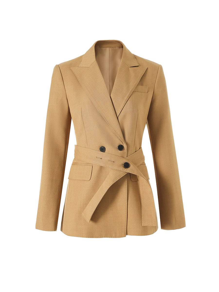 Belted double-breasted tailored blazer – SAVANNA