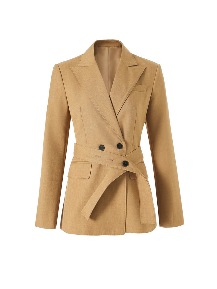 Belted double-breasted tailored blazer – SAVANNA