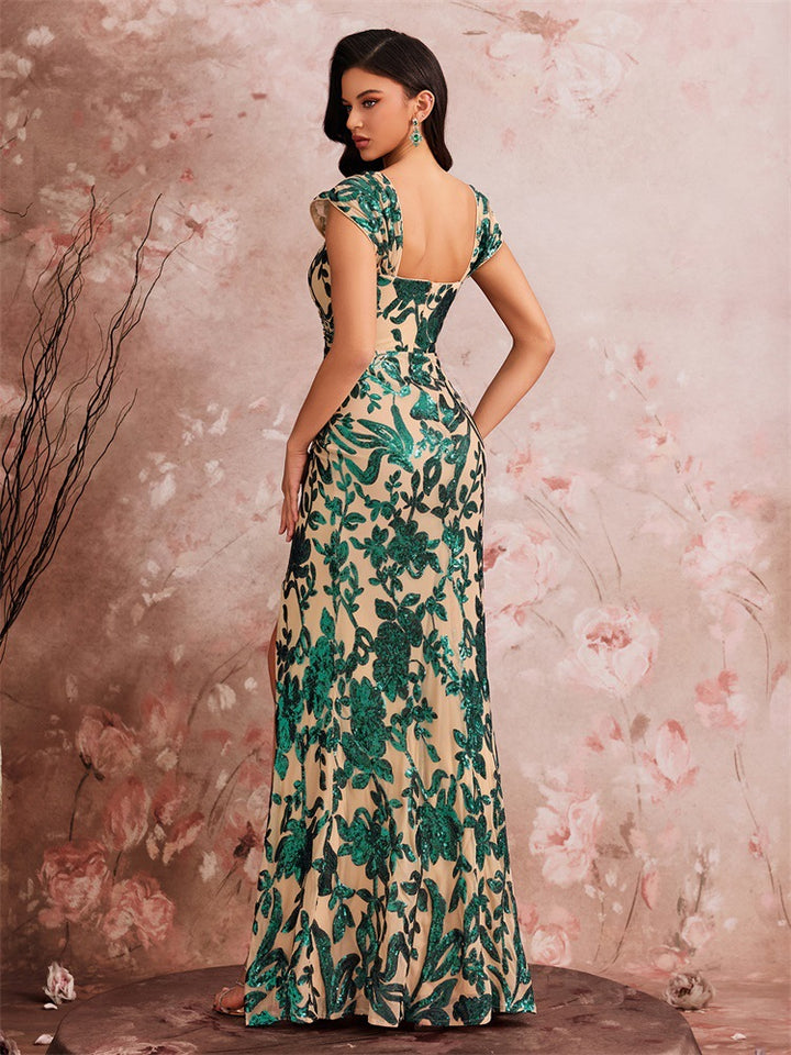 Plissiertes Oberteil mit ausgestellten Ärmeln und Maxirock-Set mit Taillengürtel – Rosiny 