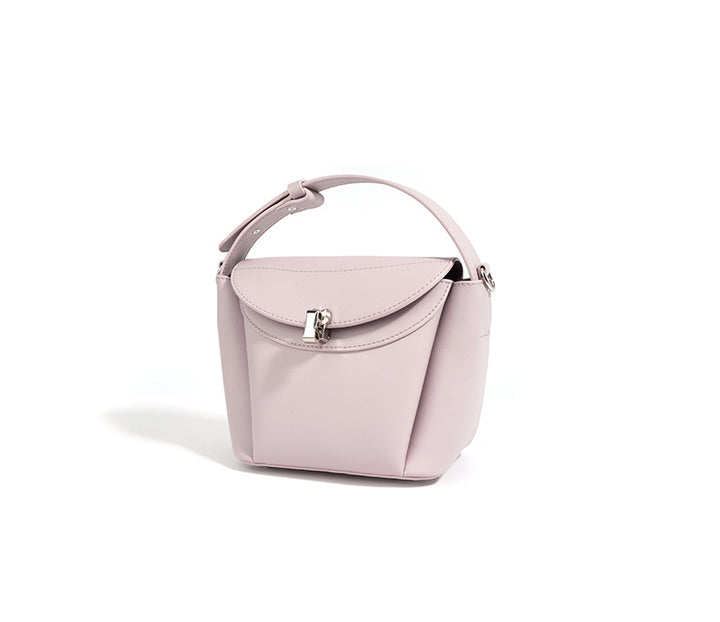 structured top handle bag with curved flap - LEXI