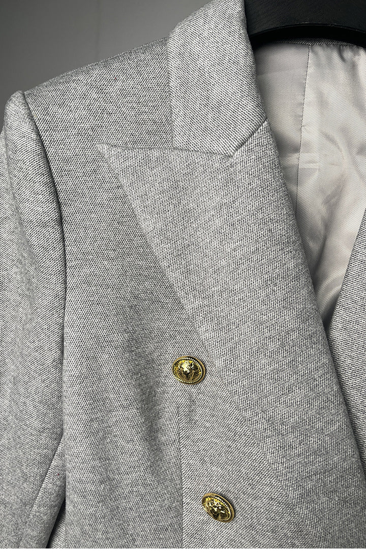 tailored double-breasted blazer with gold buttons – COMMAND