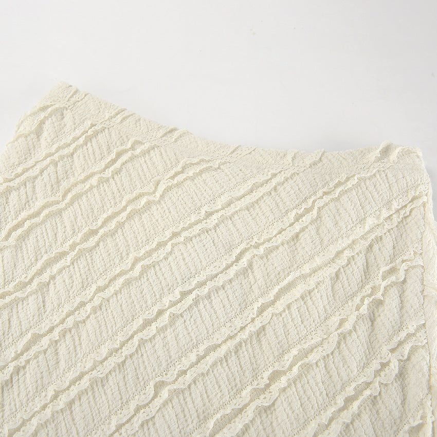 تنورة عمودية عالية الخصر بخطوط قطرية منقوشة – سيرينيلكي