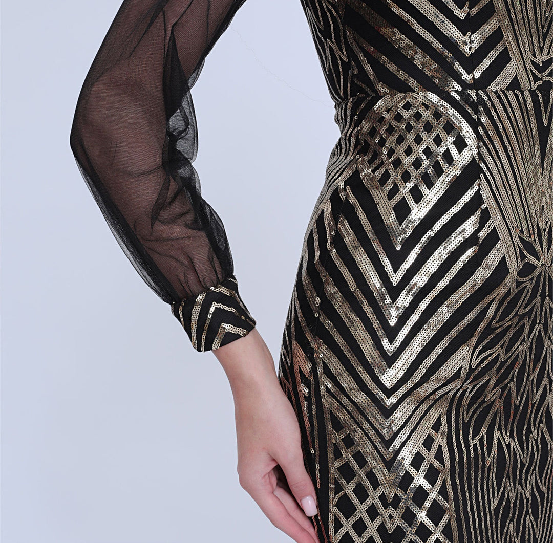 Geplooide top met uitlopende mouwen en maxi-rok set met tailleband – Rosiny 