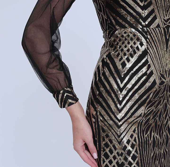 Geplooide top met uitlopende mouwen en maxi-rok set met tailleband – Rosiny 