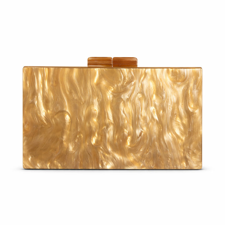rectangular marbled clutch with glossy finish – ROSÉ