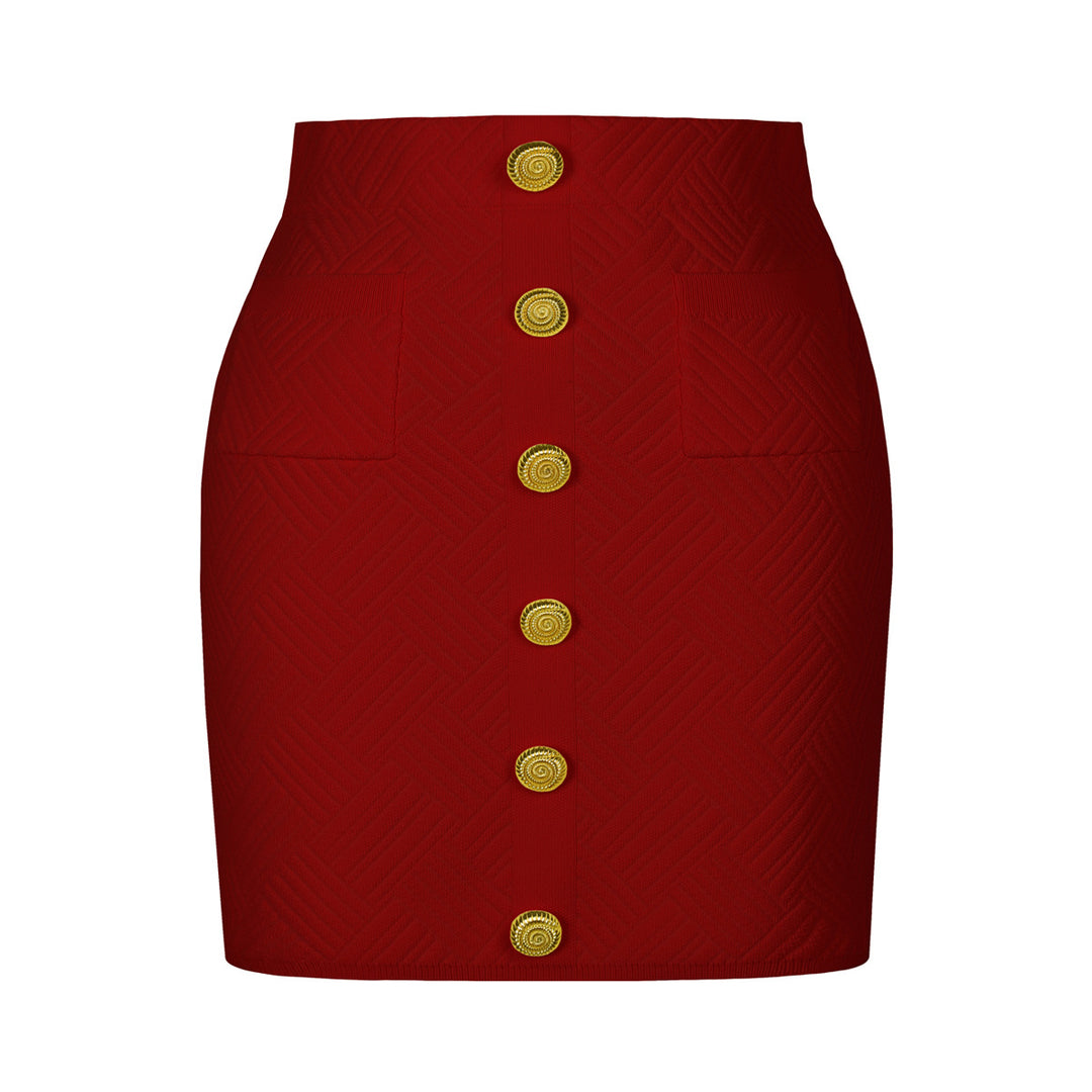 褶皱喇叭袖上衣和高腰裙套装，配腰带 – Rosiny 