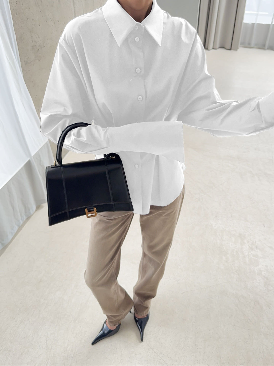 Tailored Long-Sleeve Button-Up Shirt – ELYSE