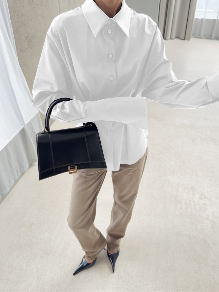 Tailored Long-Sleeve Button-Up Shirt – ELYSE