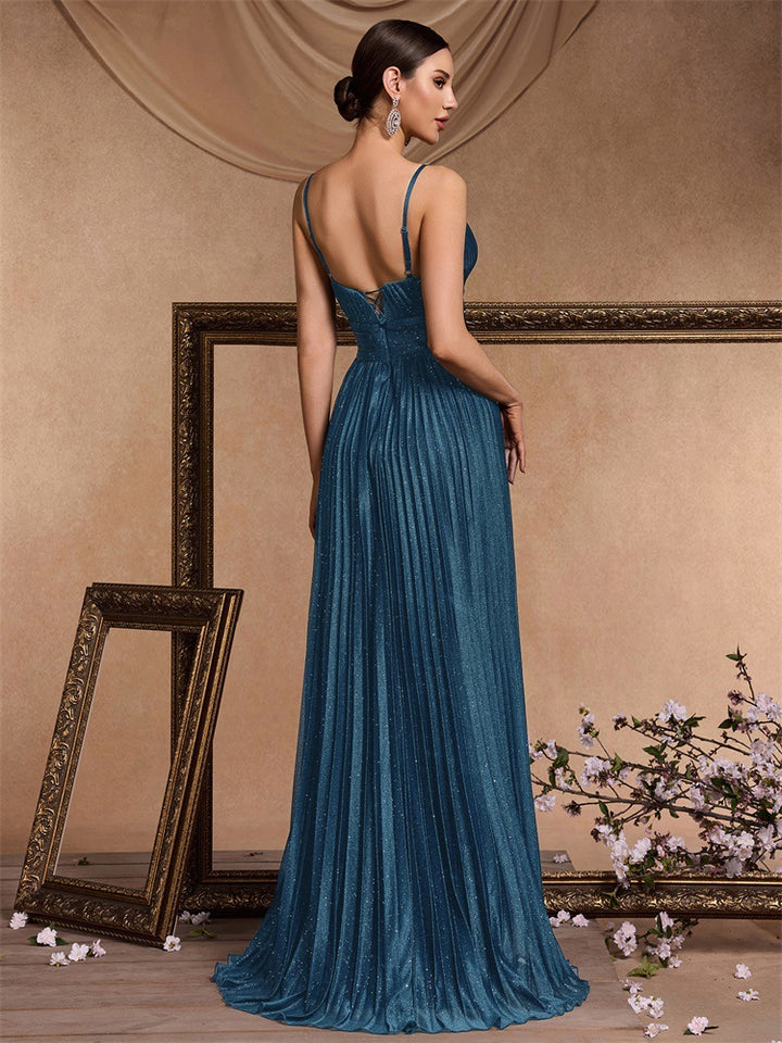 Geplooide top met uitlopende mouwen en maxi-rok set met tailleband – Rosiny 