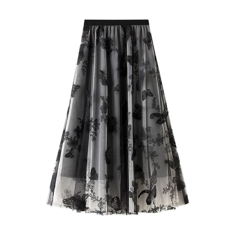 tulle midi skirt with embroidered butterfly overlay – MARIPOSA