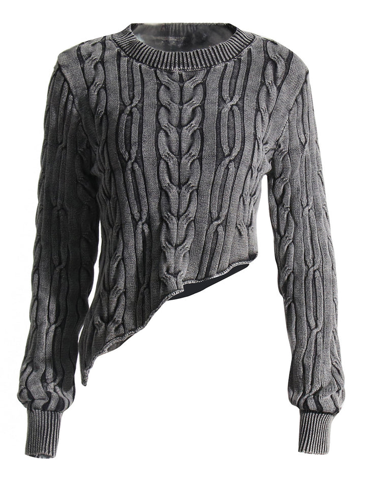 asymmetrical cable-knit cropped blouse - ARIANRI