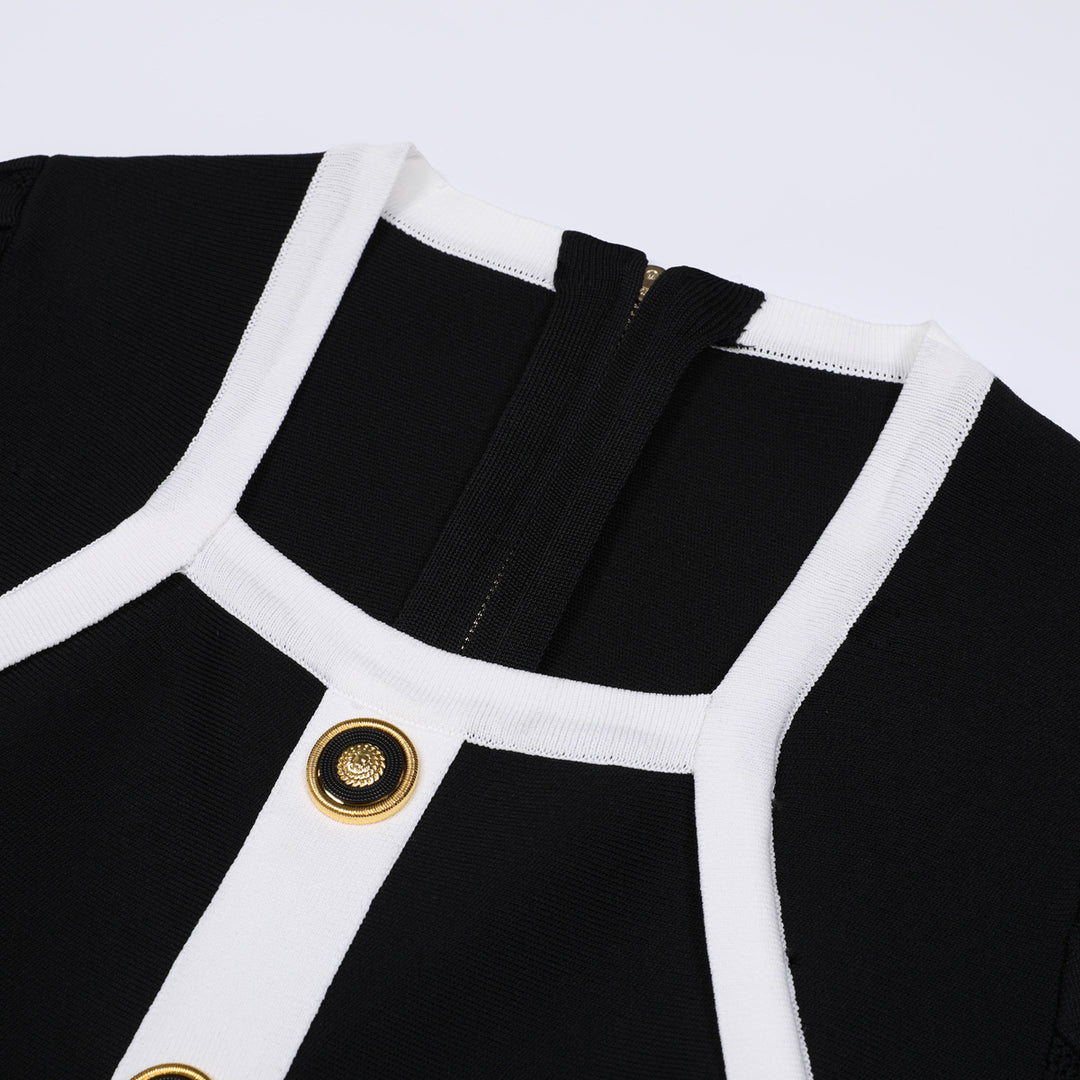 short-sleeve pleated dress with contrast panel – CELINARY