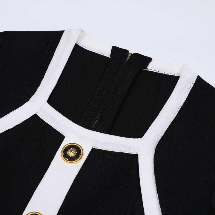 short-sleeve pleated dress with contrast panel – CELINARY