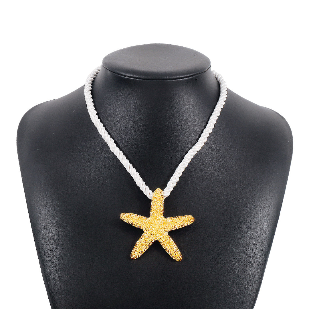 textured starfish pendant necklace with rope cord - CORCA