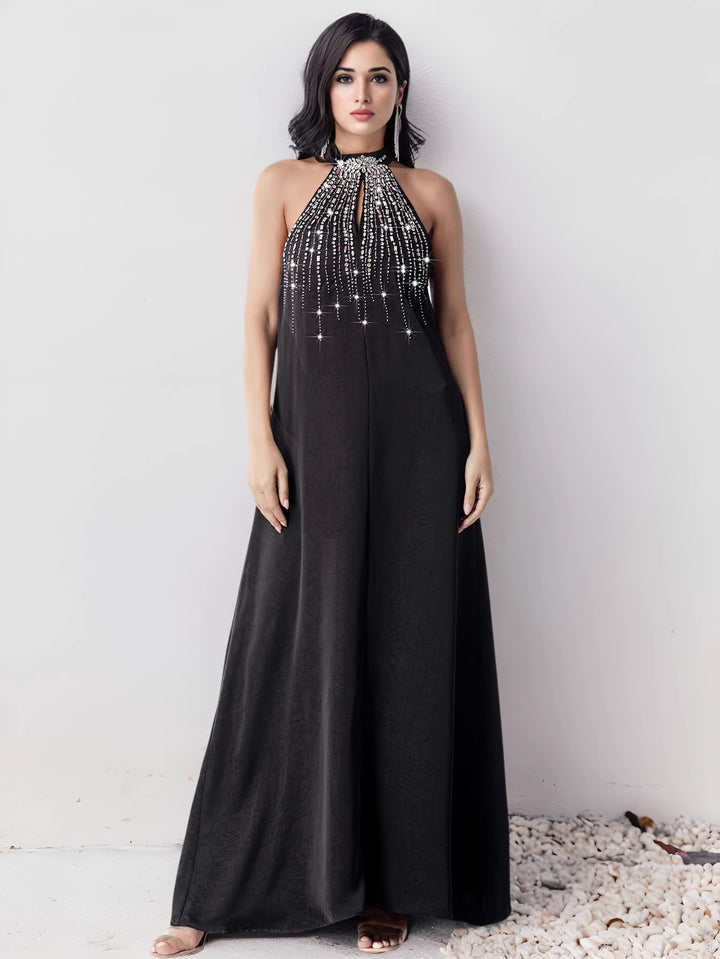 op maat gemaakte flare-pak met satijnen pofmouwen – VALENCIA 