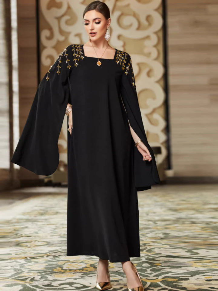 Elegant Long Sleeve Maxi Dress with Wide Hem – ESME