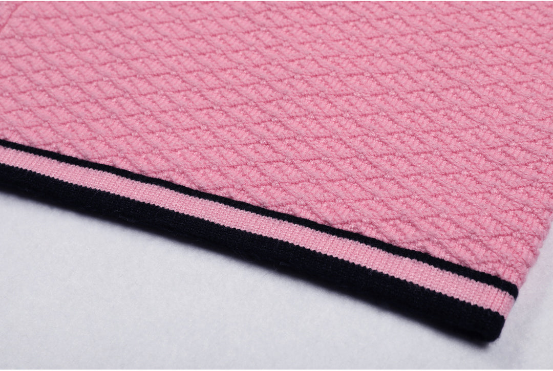 two-piece knit set with contrast trim and button details – CAMILLER