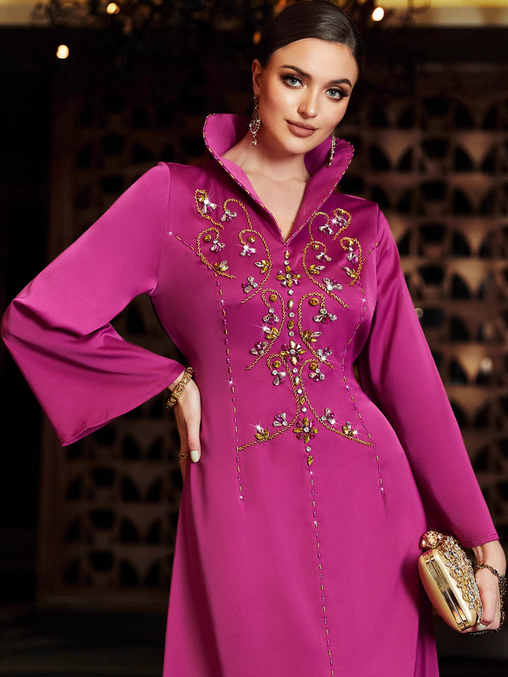 op maat gemaakte flare-pak met satijnen pofmouwen – VALENCIA 