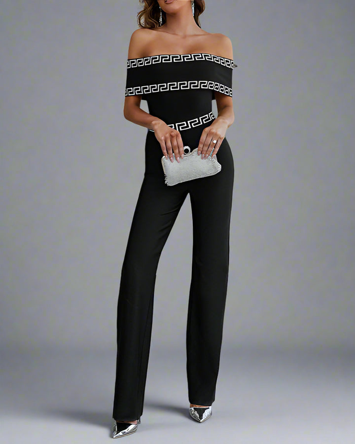 三季度袖缠绕礼服，饰有亮片翻领和花卉贴花 – ALINA 