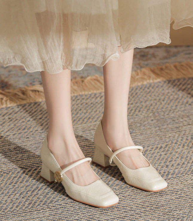 square-toe block heels with slim strap - ARIANRI