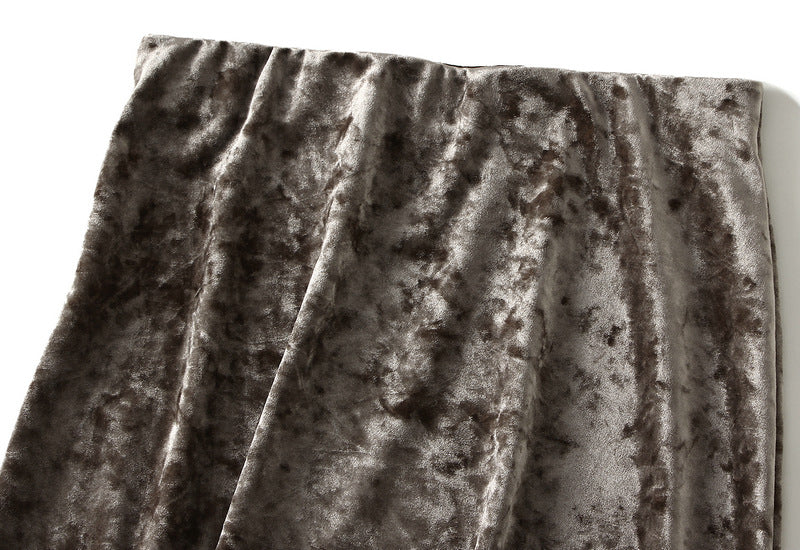 velvet maxi skirt with crushed texture – AURA