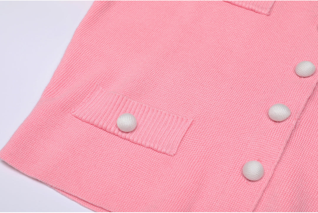 short-sleeve knit jacket with floral applique – DAHLIA