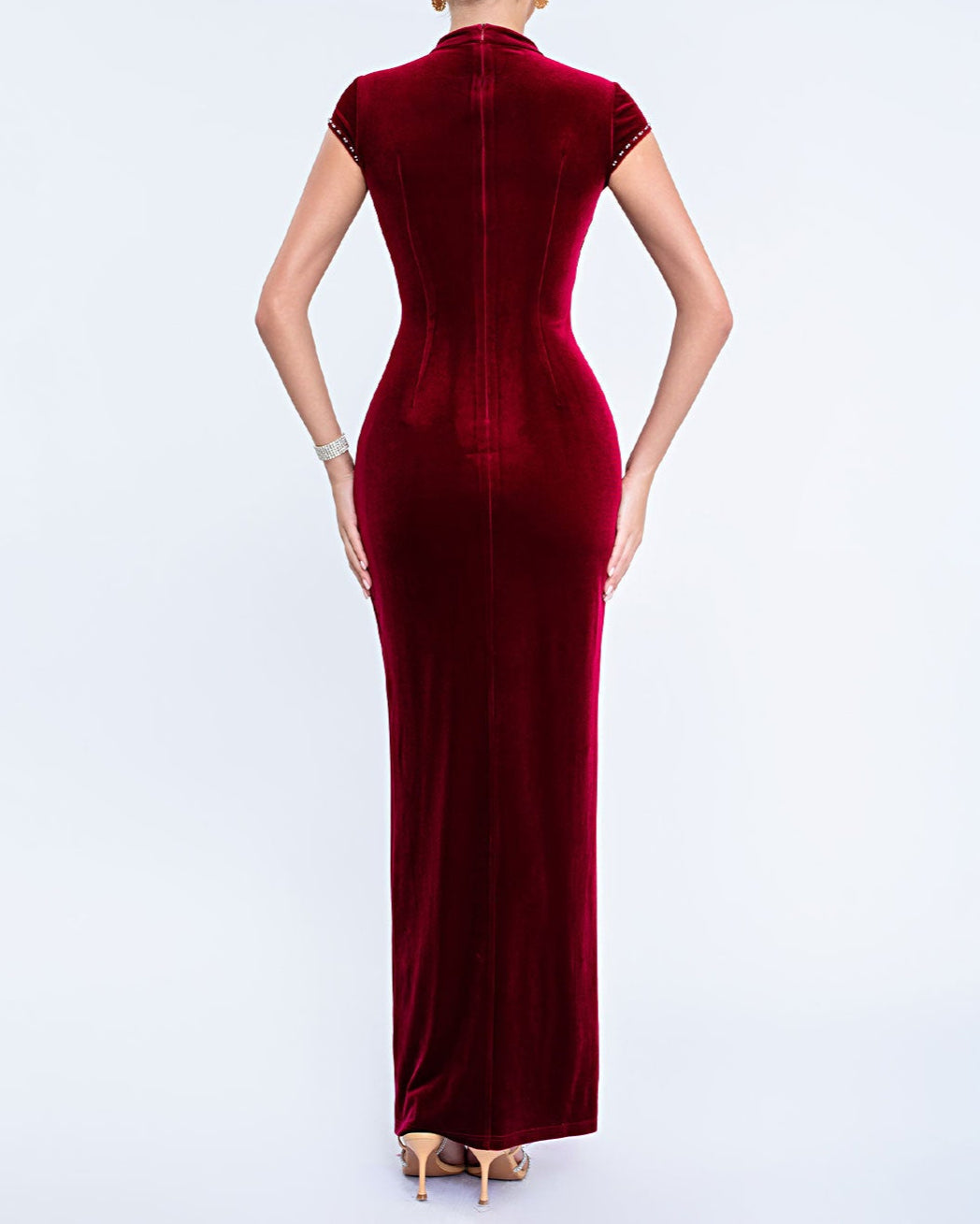 Geplooide top met uitlopende mouwen en maxi-rok set met tailleband – Rosiny 