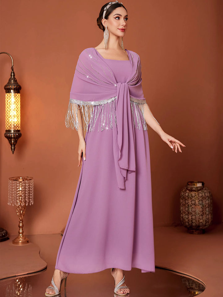 定制喇叭套装，配缎面泡泡袖 - VALENCIA 