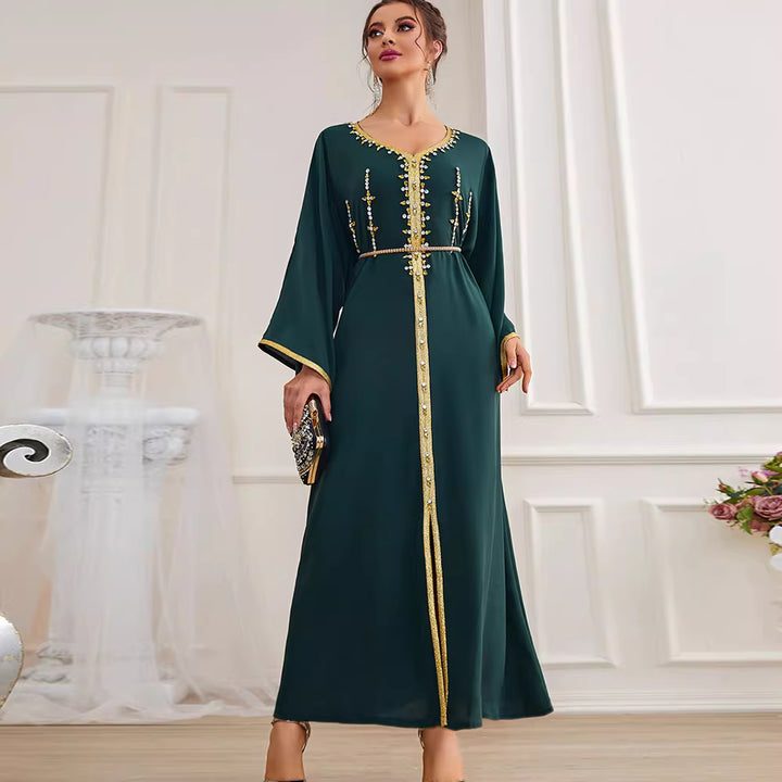 Elegant Long Sleeve Maxi Dress with Soft Drape – SERENIA