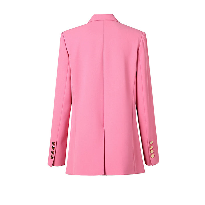 double-breasted tailored blazer in soft pink – ROSE