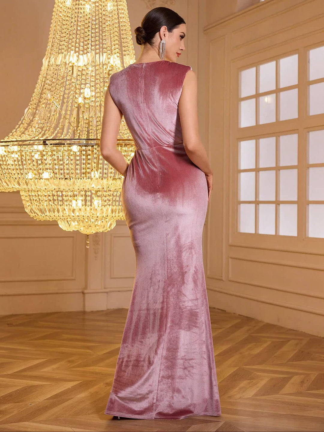 Geplooide top met uitlopende mouwen en maxi-rok set met tailleband – Rosiny 