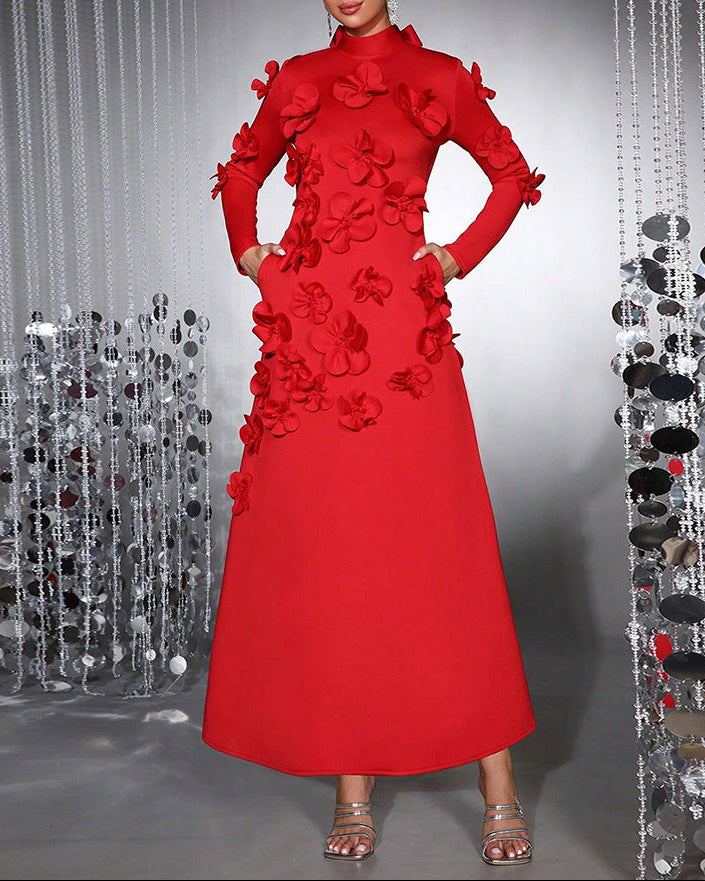 Robe sirène à manches longues avec plis latéraux - Seran 