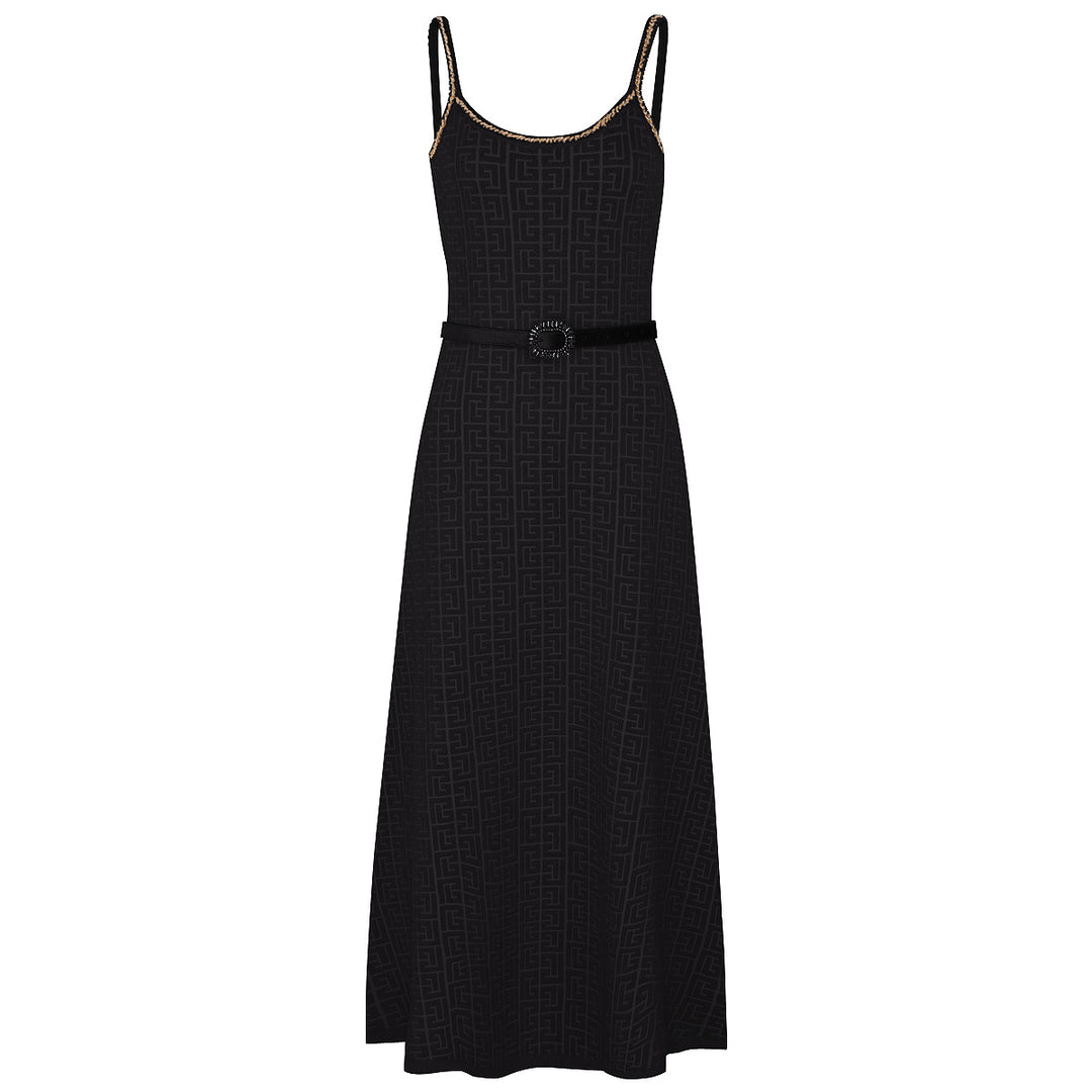 knitted two-piece dress set with logo pattern – CAMILA