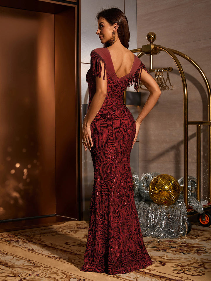 Haut à manches évasées plissées et ensemble jupe longue avec ceinture à la taille – Rosiny 