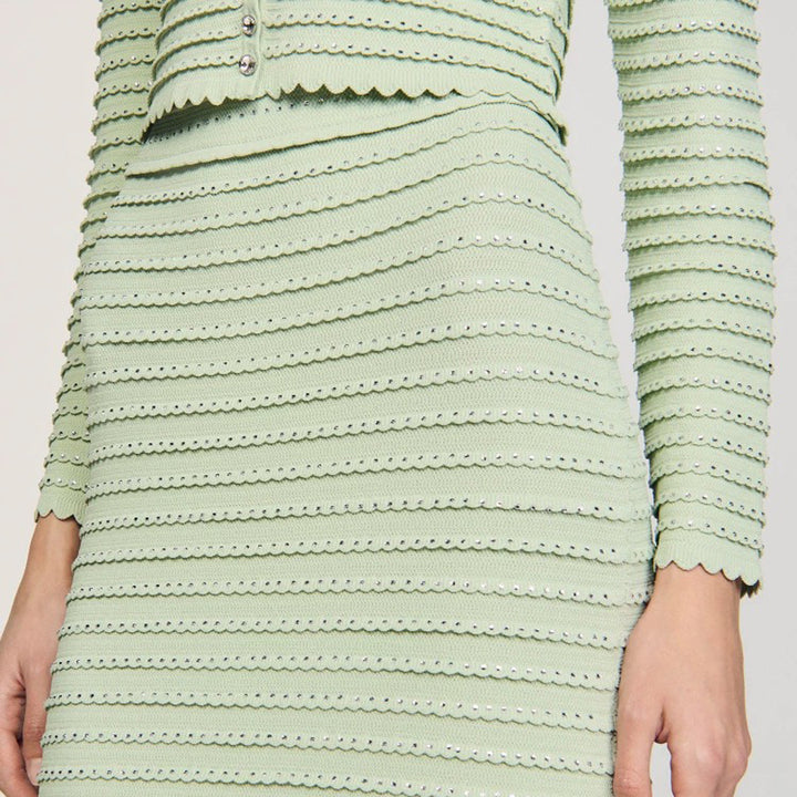 Geplooide top met uitlopende mouwen en maxi-rok set met tailleband – Rosiny 