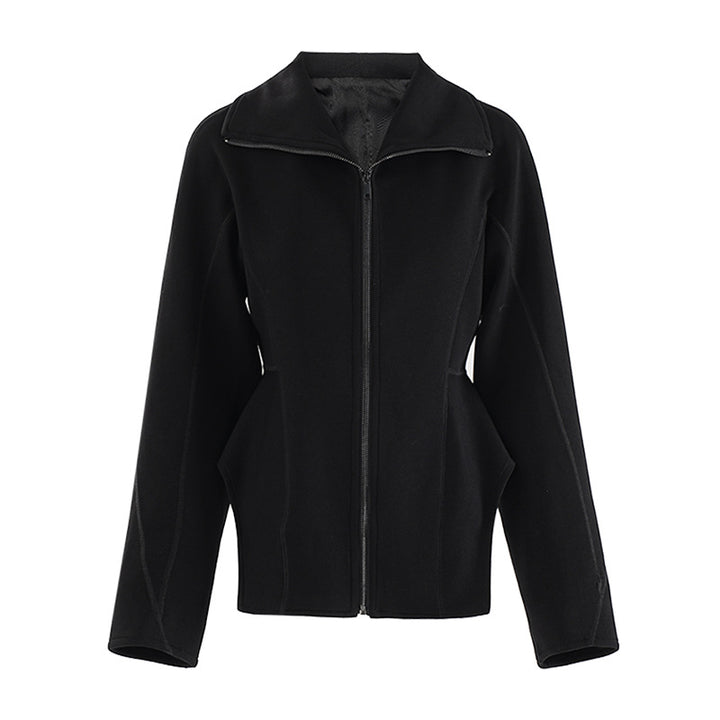 fitted zip-up jacket with high collar – NOIRZA