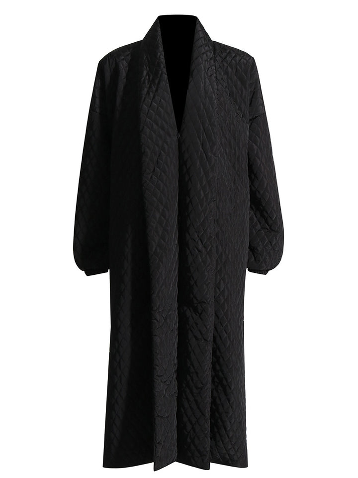 oversized quilted long coat with relaxed fit – BONURA