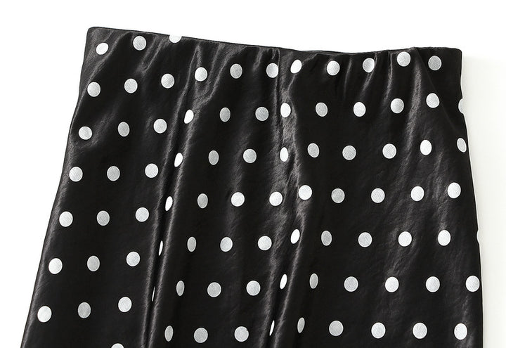 polka-dot satin midi skirt – NOVA