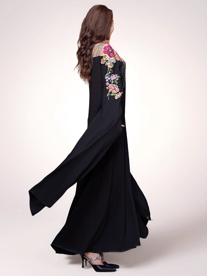 op maat gemaakte flare-pak met satijnen pofmouwen – VALENCIA 