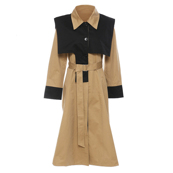 contrast panel belted trench dress – SAHARA