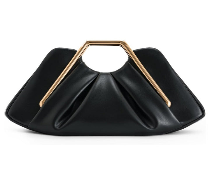 geometric handle pleated leather clutch – VERGAT