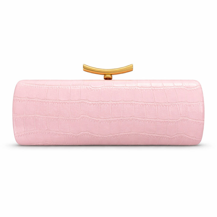 croc-effect cylinder clutch with gold chain – ARDEN