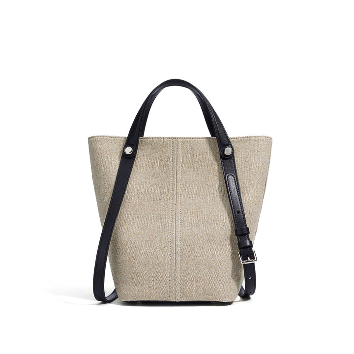canvas tote bag with leather top handles - SIENAS