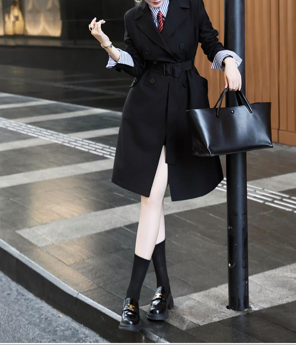 double-breasted belted trench coat – VICTORIA